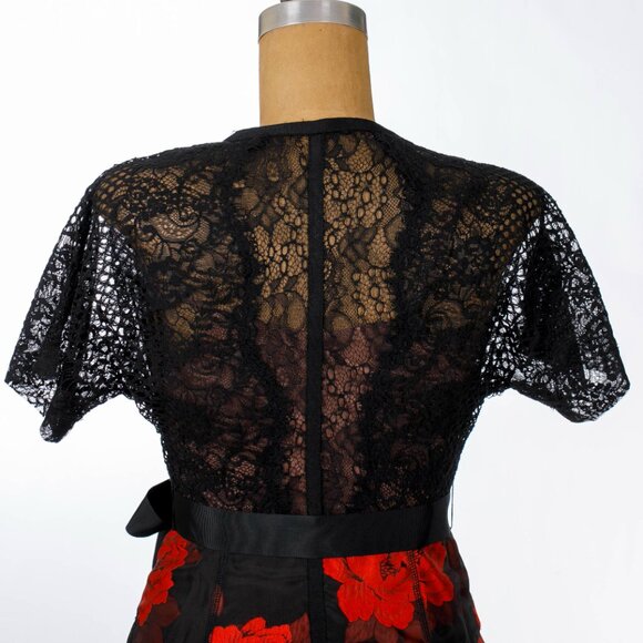 Red & Black Lace Floral Dress - Picture 3 of 5